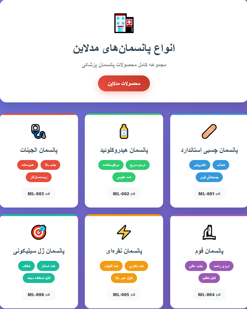 پانسمان پانسمان با محصولات مدلاین