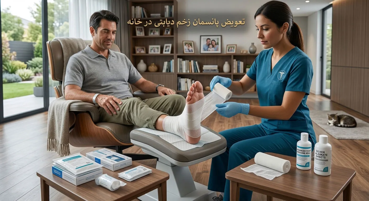 تعویض پانسمان زخم پای دیابتی در منزل توسط کارشناس